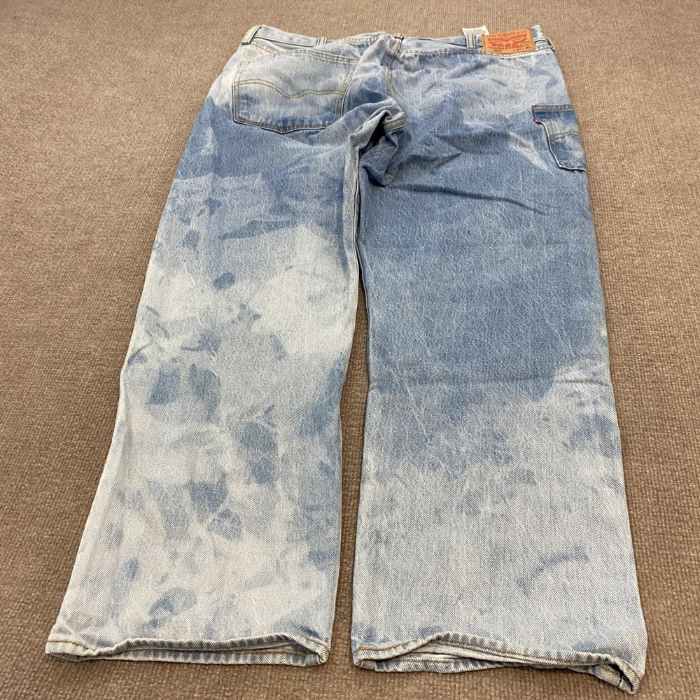 Levis 501 Jeans Mens Fits 40x28 Blue Acid Wash Asymmetrical Pocket Hemmed Denim